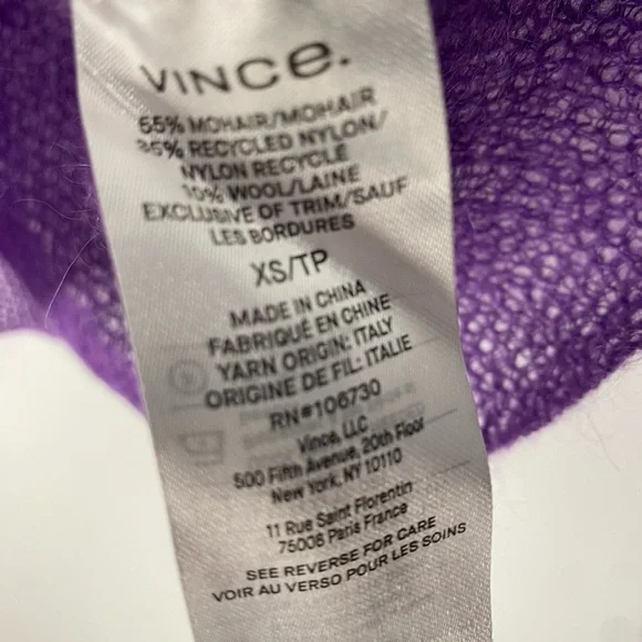 Vince Brushed Mohair Polo Sweater in Violet Purple – Size XS - Picture 4 of 9